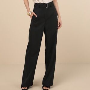 Lulus Baron Black Belted High-rise Wide-leg Pants - Size XS